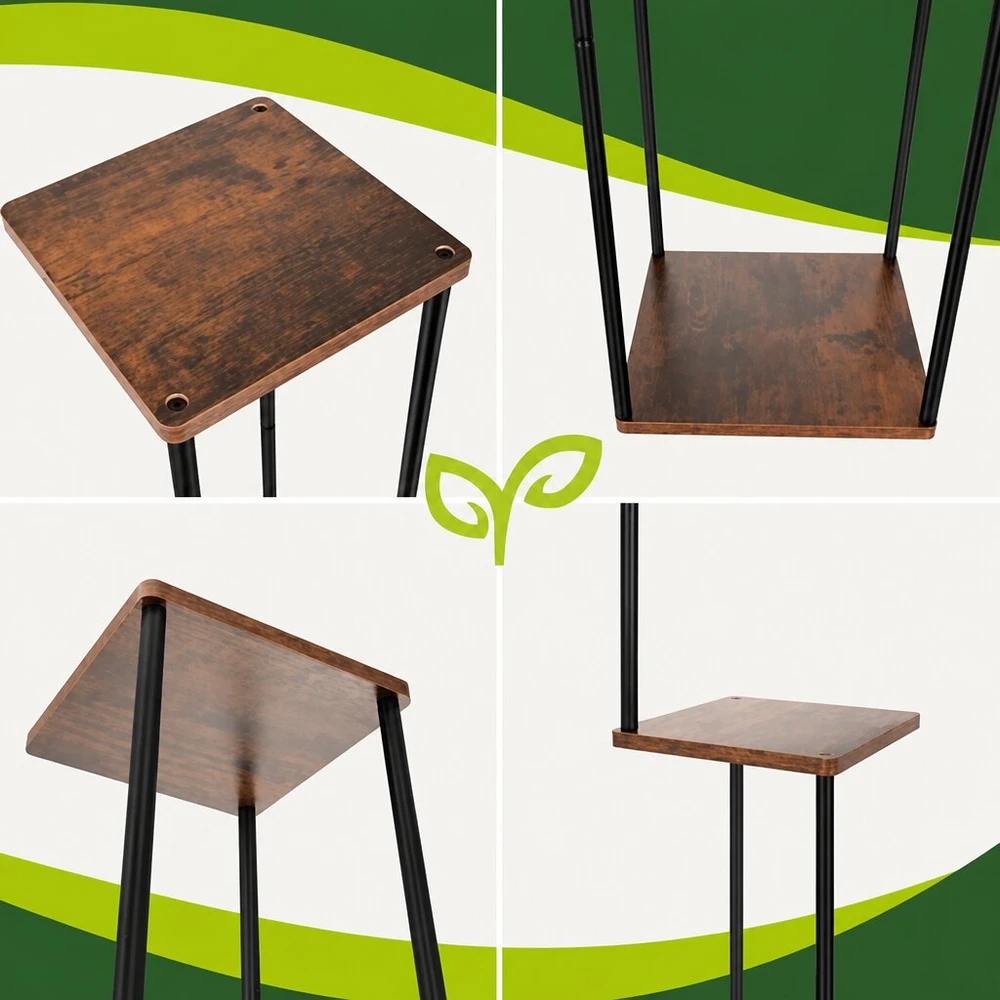 Stovintis gėlių stovas 78 cm, 3 lentynos MDF, metalinis rėmas