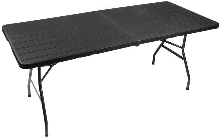 Sulankstomas juodas sodo stalas 180 cm