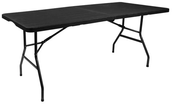 Sulankstomas juodas sodo stalas 180 cm