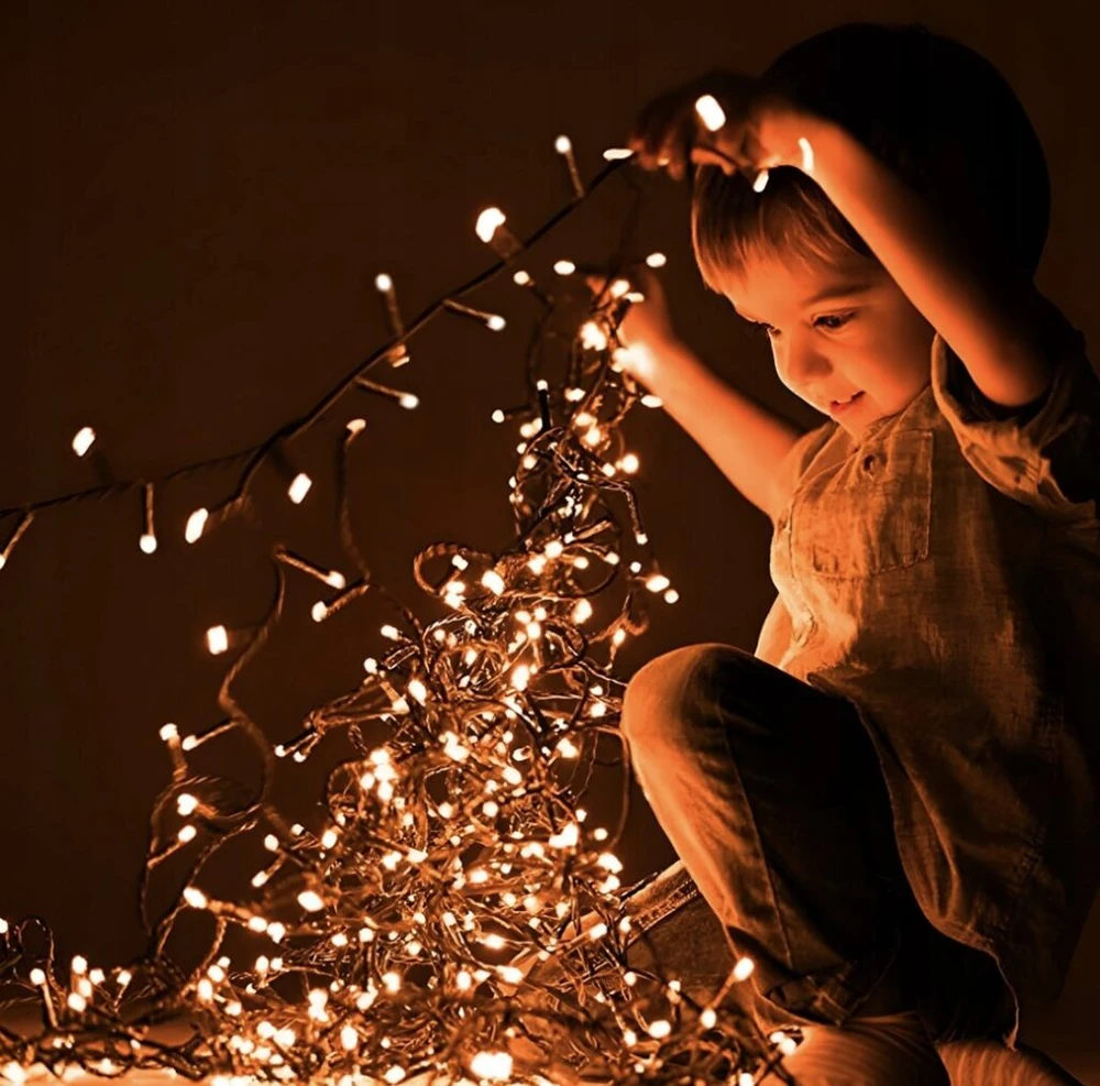 šventinė vidaus girlianda 500LED lempučių, šiltai baltos spalvos, 34 metrų ilgio