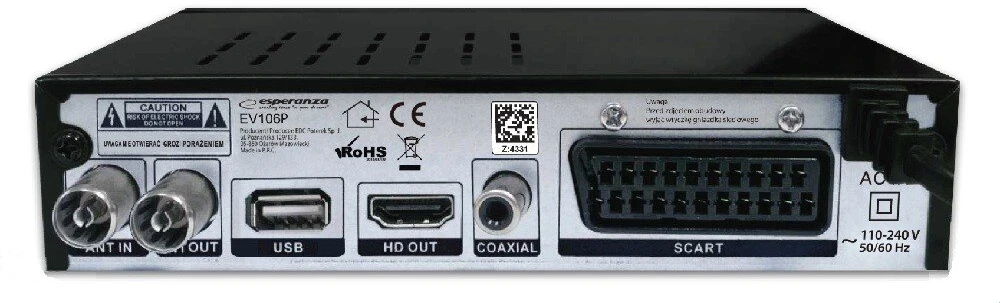 Priedėlis „Esperanza EV106P HDMI USB 2.0 Timeshift DVB-T2 Juodas“