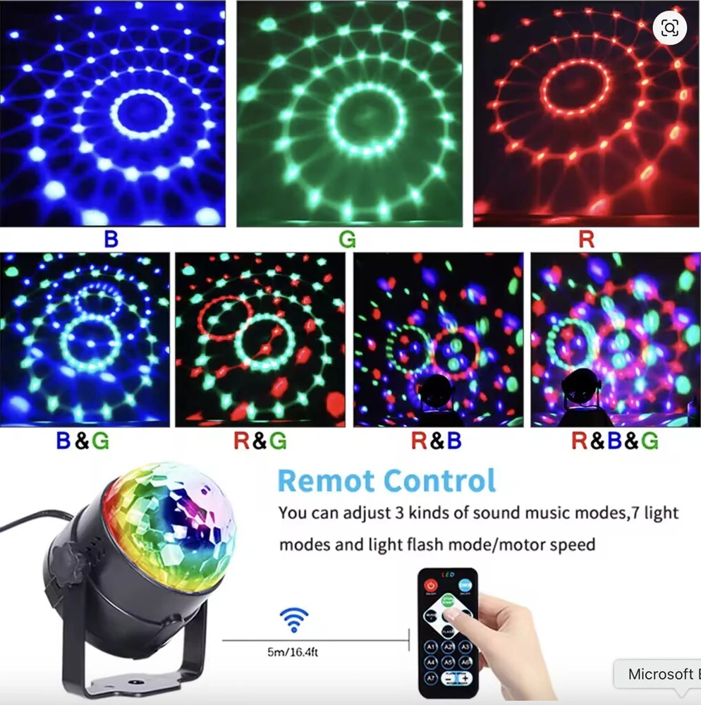 LED spalvų disko lempa