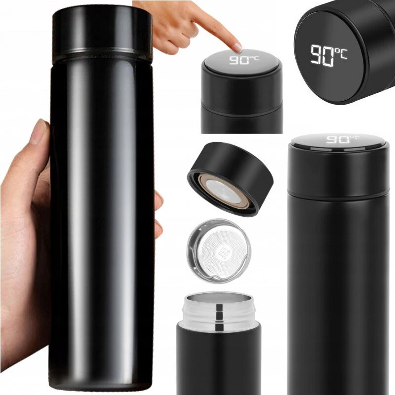 Blackmoon Termosas nerūdijančio plieno išmanusis termo puodelis su LCD ekranu, juodas 500ml