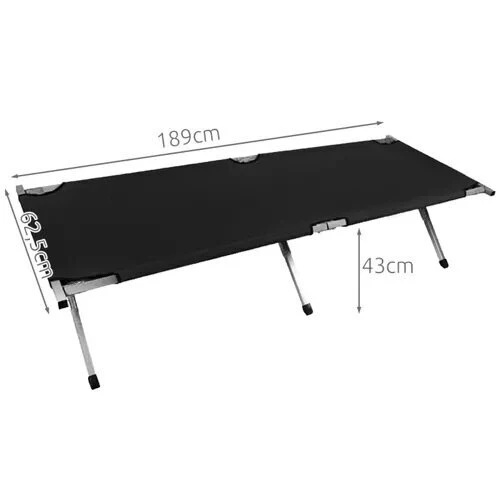 Turistinė sulankstoma lova 189 x 70 x 43 cm, juoda