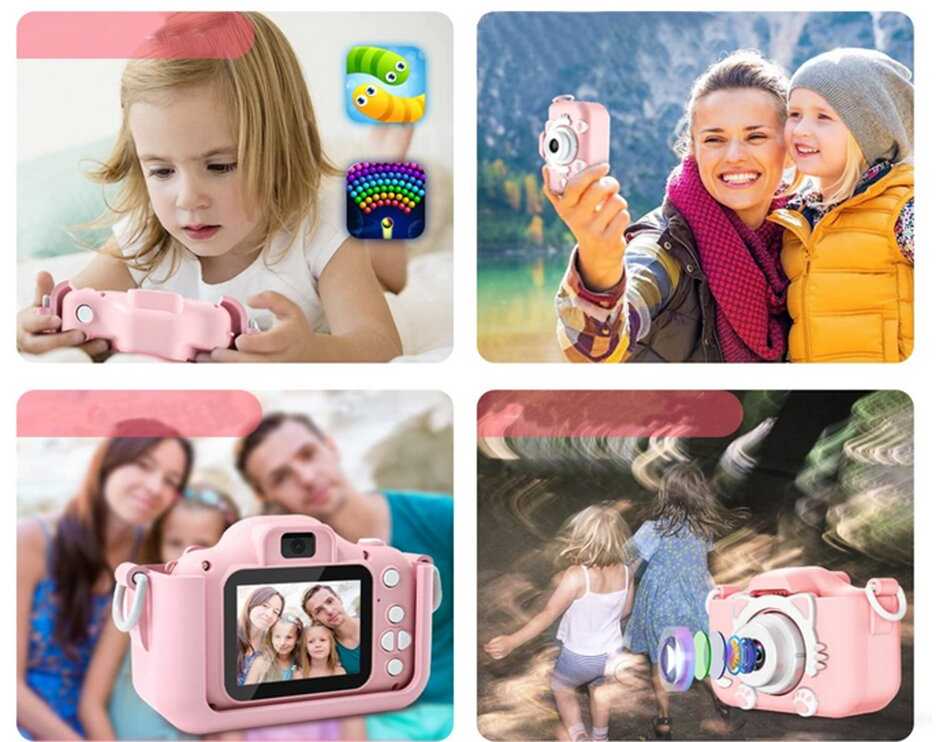 Vaikiškas skaitmeninis fotoaparatas, rožinis