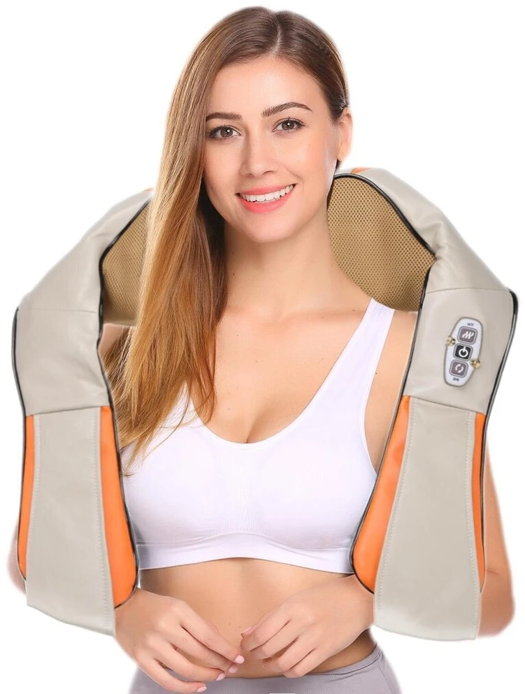 Reach Kaklo ir pečių Shiatsu masažuoklis su šildymo funkcija F718 pilkas-oranžinis