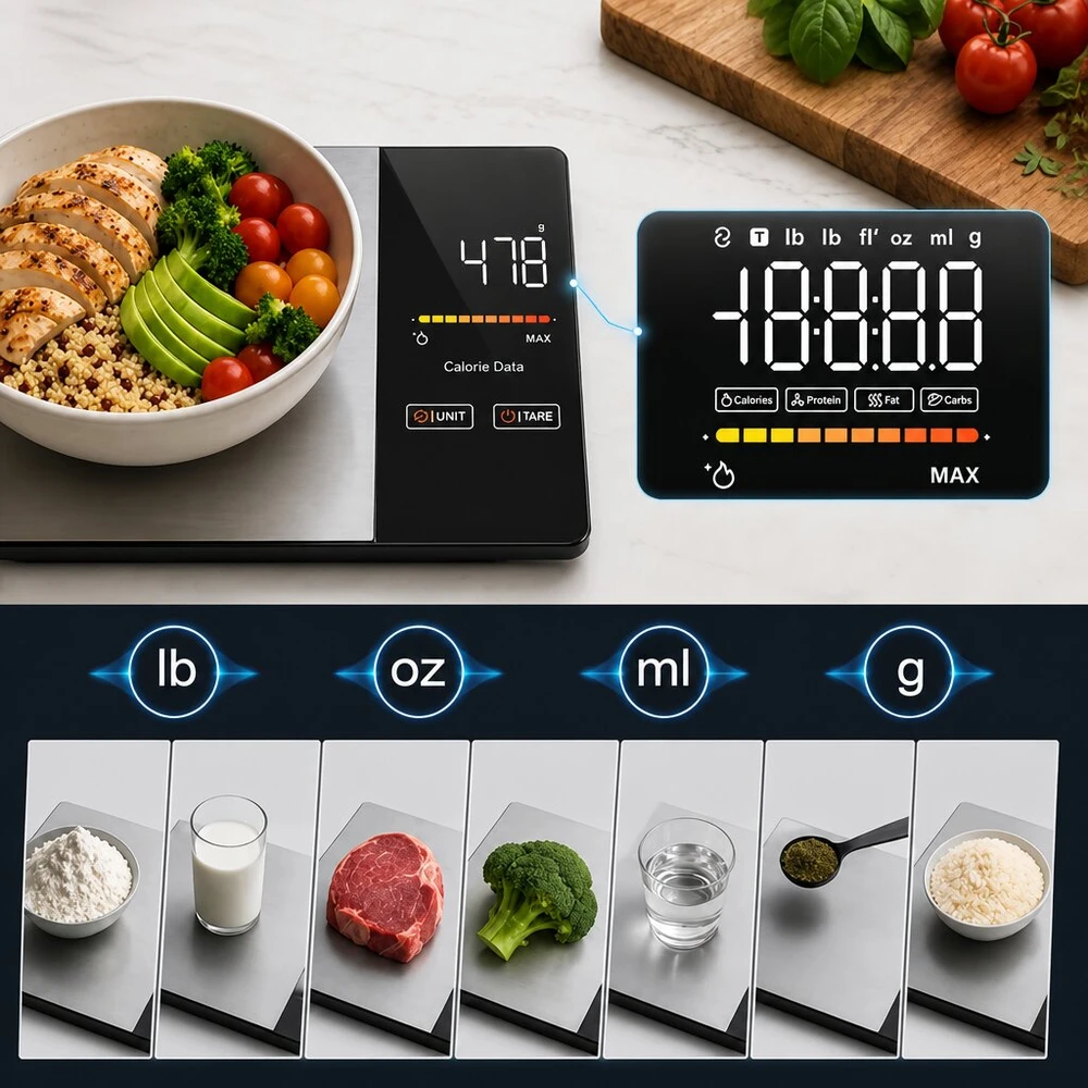 Virtuvinės svarstyklės 24632, 5kg, Bluetooth ryšys, spalva: juoda