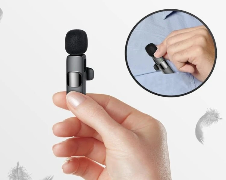 Mini mikrofonas išmaniesiems įrenginiams belaidis, spalva: juoda