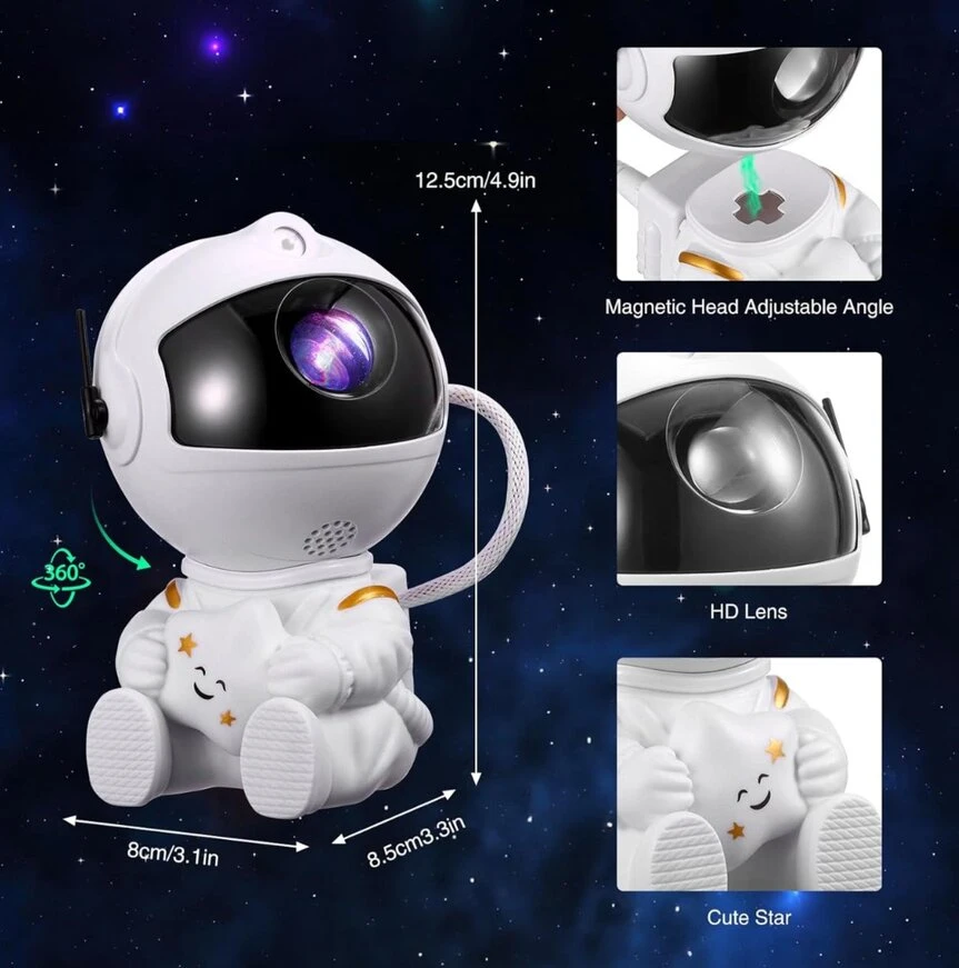 Projektorius LED žvaigždyno projektorius sėdintis astronautas, spalva: balta