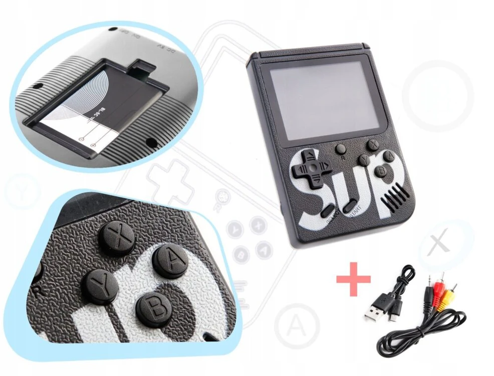 Žaidimų konsolė Riff Retro mini Sup Game (3" LCD) su 400 žaidimų, Juoda