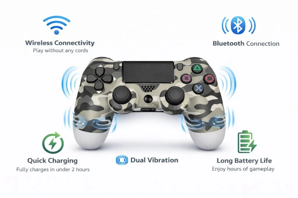 Žaidimų pultelis Belaidis žaidimų pultelis DS4 W ProGrip Cam Gray – tinka PS4, PC, Android ir iOS