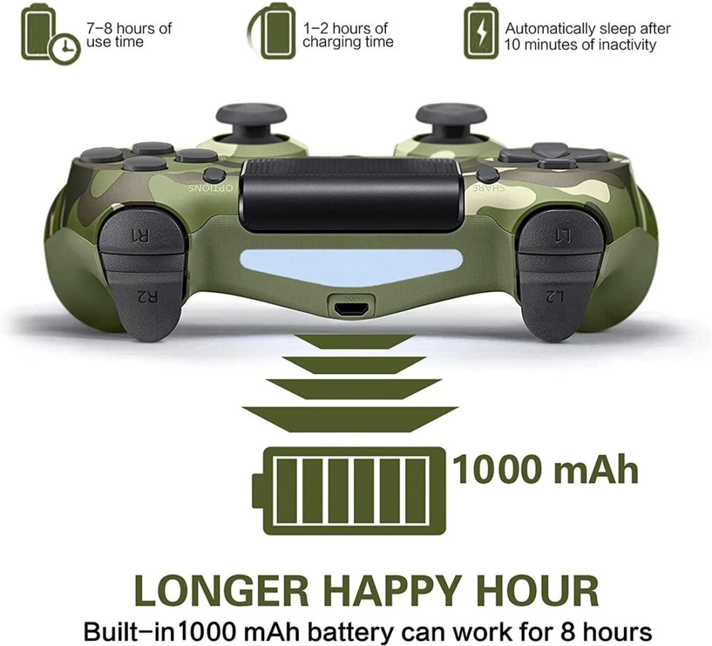 Žaidimų pultelis Games World PS4 Doubleshock 4 V2 bevielis žaidimų pultelis / valdiklis, kamufliažinis žalias, skirtas PS4 / PS5 / Android / iOS