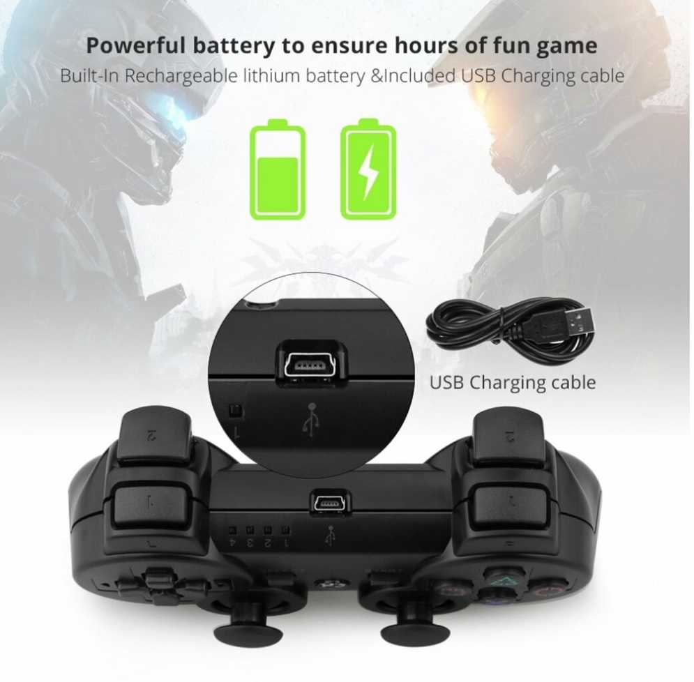 Žaidimų pultelis Žaidimų pultelis Games World PS3 Doubleshock 3 bevielis žaidimų pultelis / valdiklis, juodas, skirtas PS3