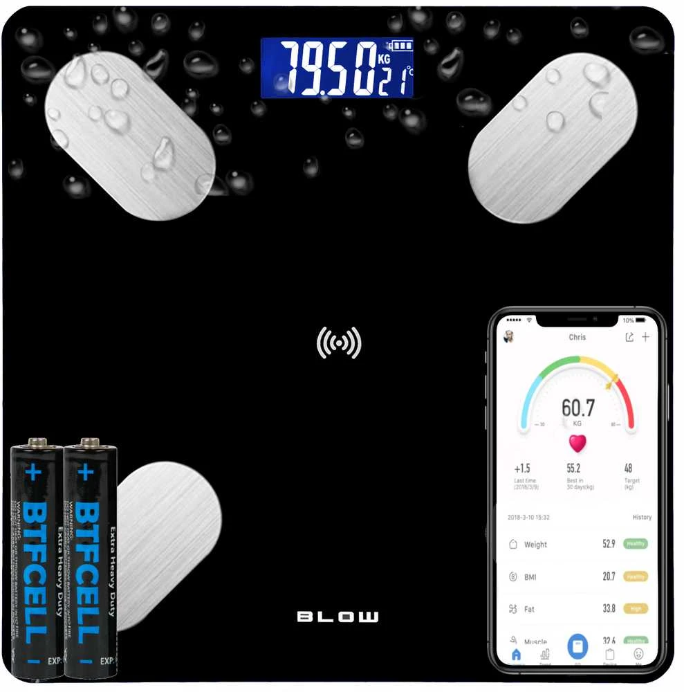 Virtuvinės svarstyklės Blow Bluetooth vonios svarstyklės 180kg
