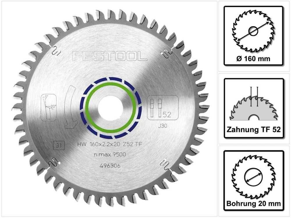 Pjovimo diskas aliuminiui Festool; Ø160 mm