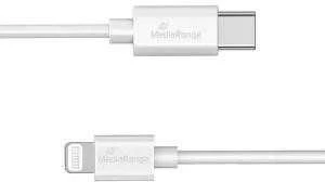 Kabelis USB MediaRange USB-C - Lightning 1 m Baltas (MRCS215)