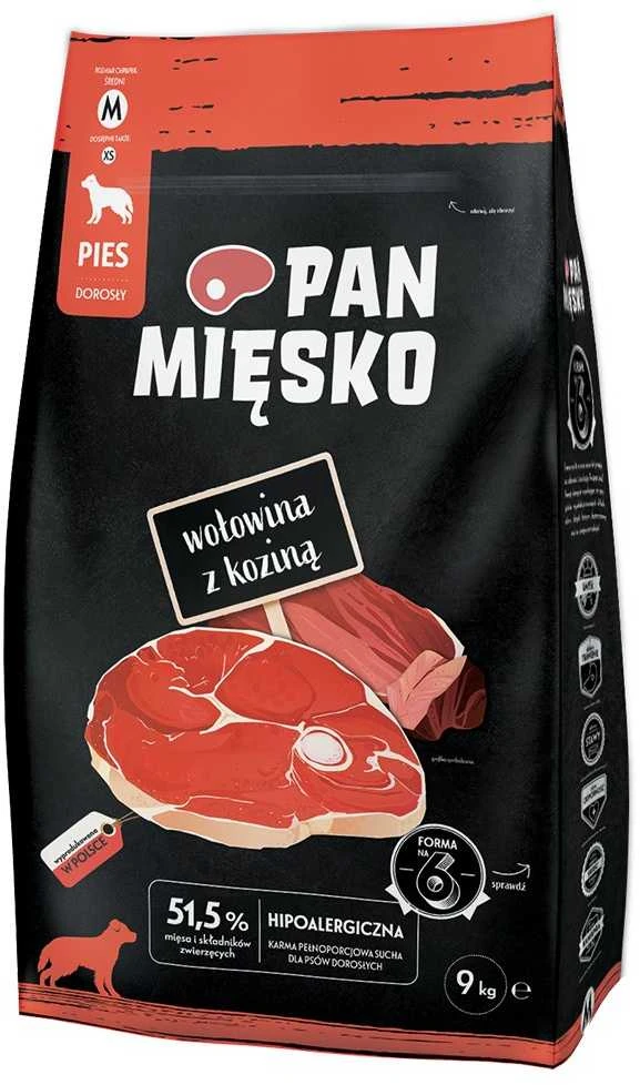 PAN MIĘSKO sausas šunų ėdalas su ožka M - 9kg
