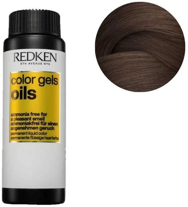 Redken Color Gels Oil 5NW buteliukas su spalvos pavyzdžiu