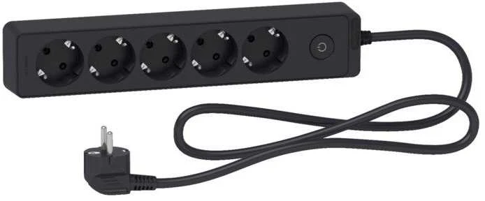 SCHNEIDER ELECTRIC UNICA EXTEND - SCHUKO TRAILING LEAD - 5 OUTLETS - ANTHRACITE