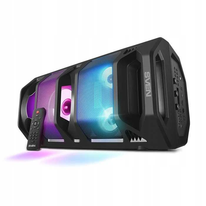 2.0 Nešiojama kolonėlė SVEN PS-670, juodas, power output 2x32.5W (RMS), TWS, Bluetooth, FM, USB, Micro SD, LED-display, RC, lithium battery