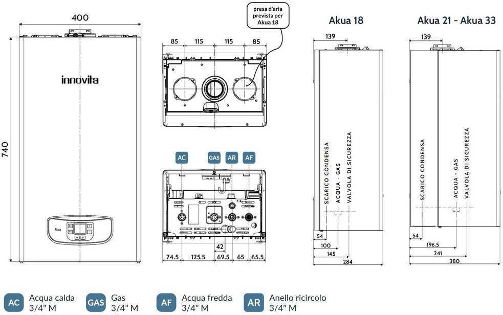 Dujinis kondensacinis vandens šildytuvas Innovita Akua 18 (30,0 kW) MTN+LPG