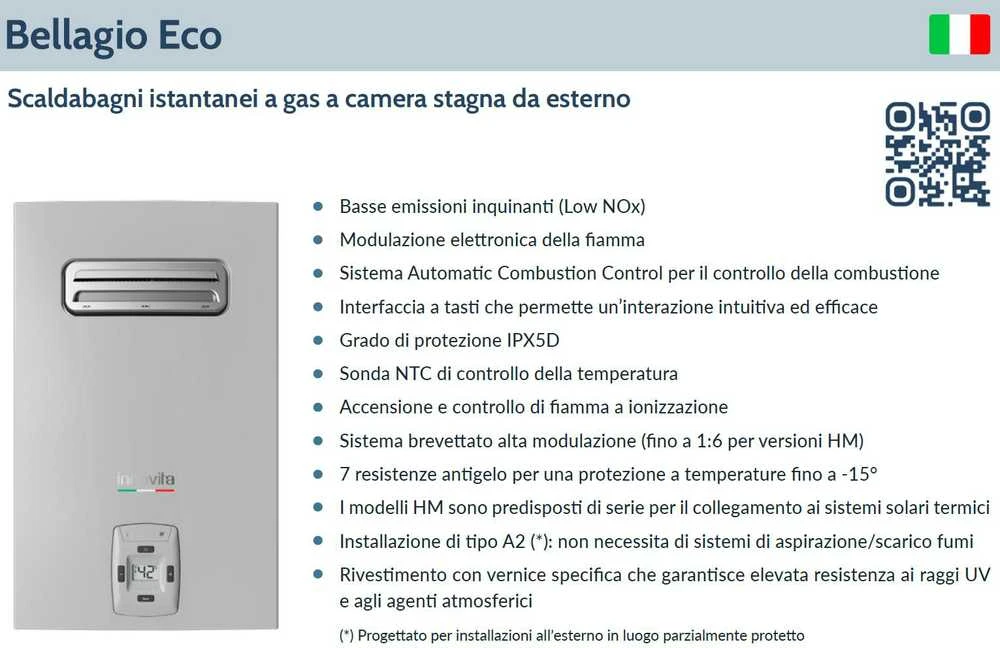 Dujinis vandens šildytuvas Innovita Bellagio Eco 11 RS i (29,8 kW) MTN+GPL Outdoor