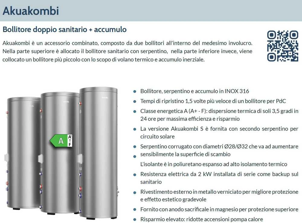 Vandens šildytuvas (boileris) šilumos siurbliui su interguota buferine talpa Innovita Akuakombi 300/110 2K Solar