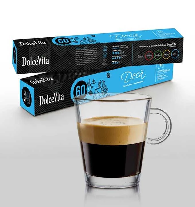 Dolce Vita Decaffeinato — be kofeino kavos kapsulės 10vnt. (60% Arabica) (tinka Nespresso* sistemai)