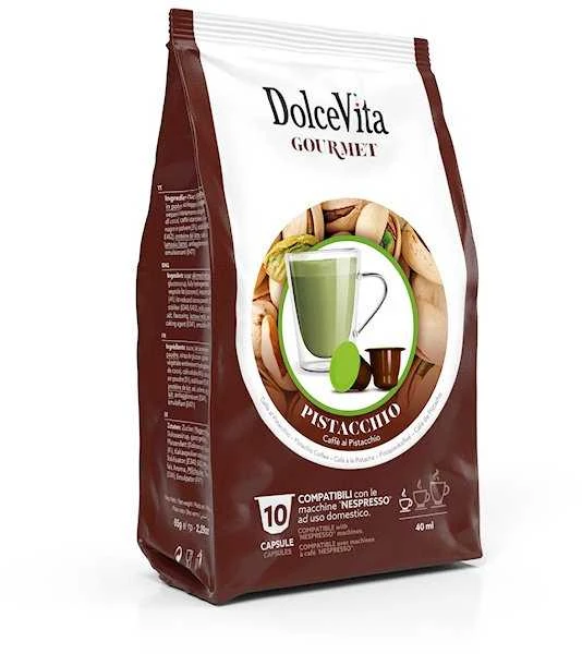 Dolce Vita Pistacchio — pistacijų cappuccino kavos kapsulės 16vnt. (tinka Dolce Gusto* sistemai)
