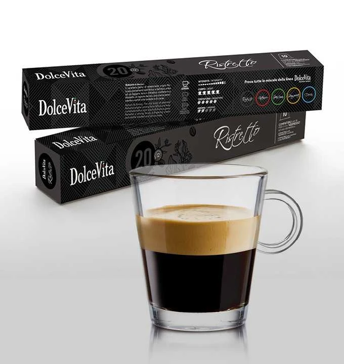 Dolce Vita Ristretto — ristretto kavos kapsulės 10vnt. (20% Arabica) (tinka Nespresso* sistemai)