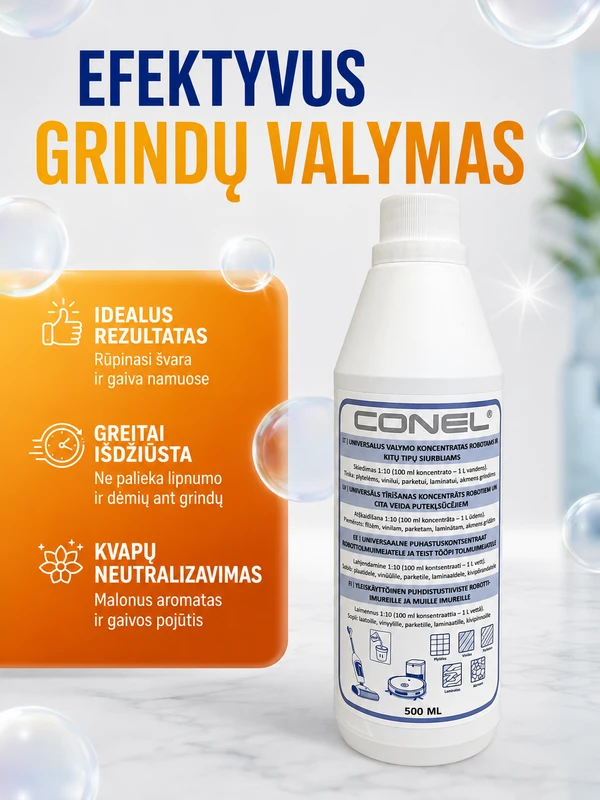 Universalus valymo koncentratas Roborock / Dreeme / Xiaomi robotams siurbliams – 500ml, CONEL