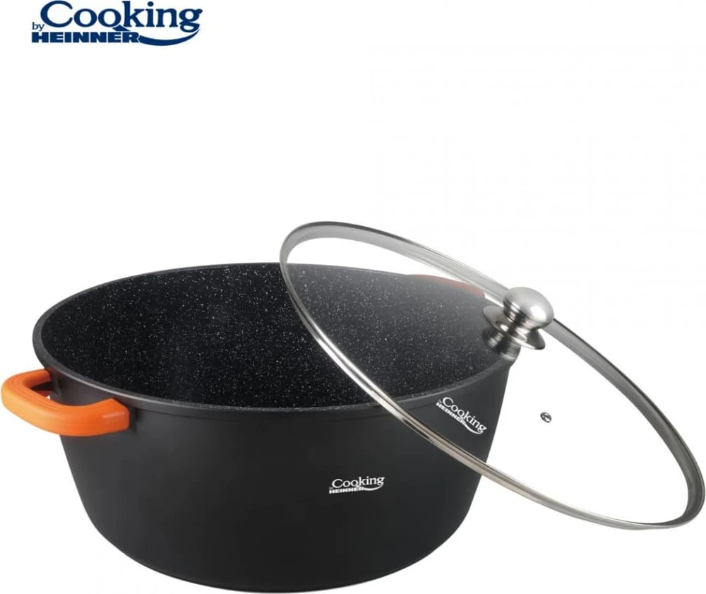 ALIUMINIO PADAŽŲ KEPTUVAS SU DANGTELIU 44X19 CM, 23L, TAMSIOSIOS LINIJOS, „COOKING BY HEINNER“