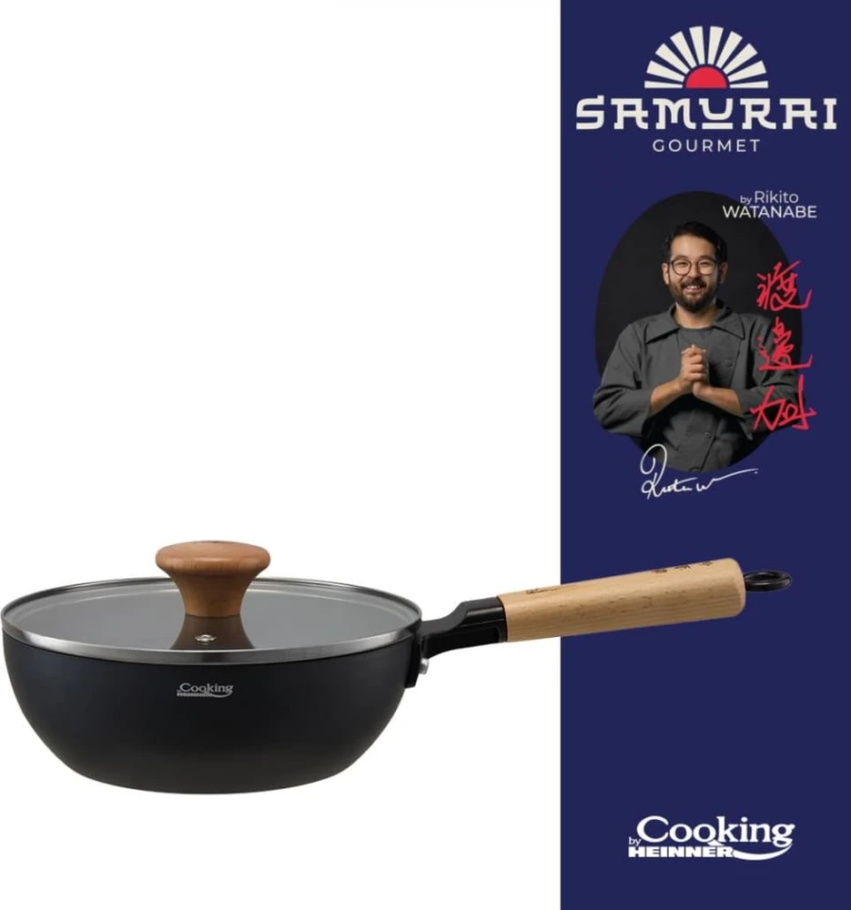 Cooking By Heinner Wok keptuvė su dangčiu aliuminio su keramikos danga 20x7cm HR-SNT-WC20 HEINNER