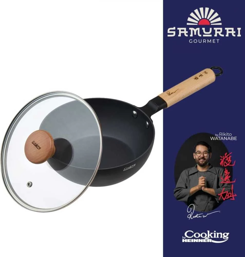 Cooking By Heinner Wok keptuvė su dangčiu aliuminio su keramikos danga 20x7cm HR-SNT-WC20 HEINNER