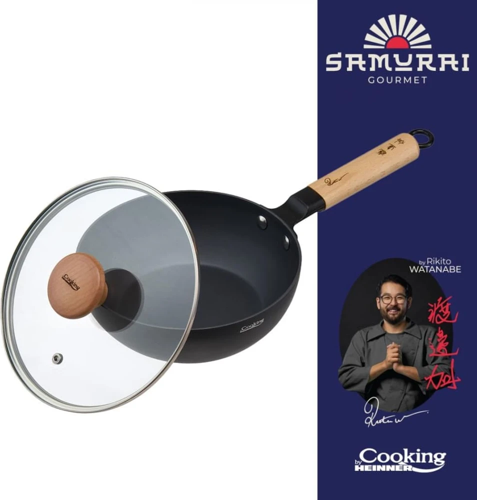 Cooking By Heinner Wok keptuvė su dangčiu aliuminio su keramikos danga 20x7cm HR-SNT-WC20 HEINNER