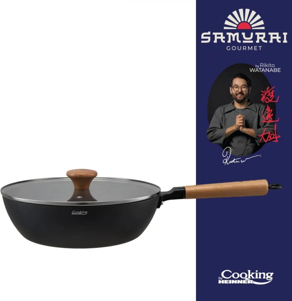 Cooking By Heinner Wok keptuvė su dangčiu aliuminio su keramikos danga 28x8cm HR-SNT-WC28 HEINNER