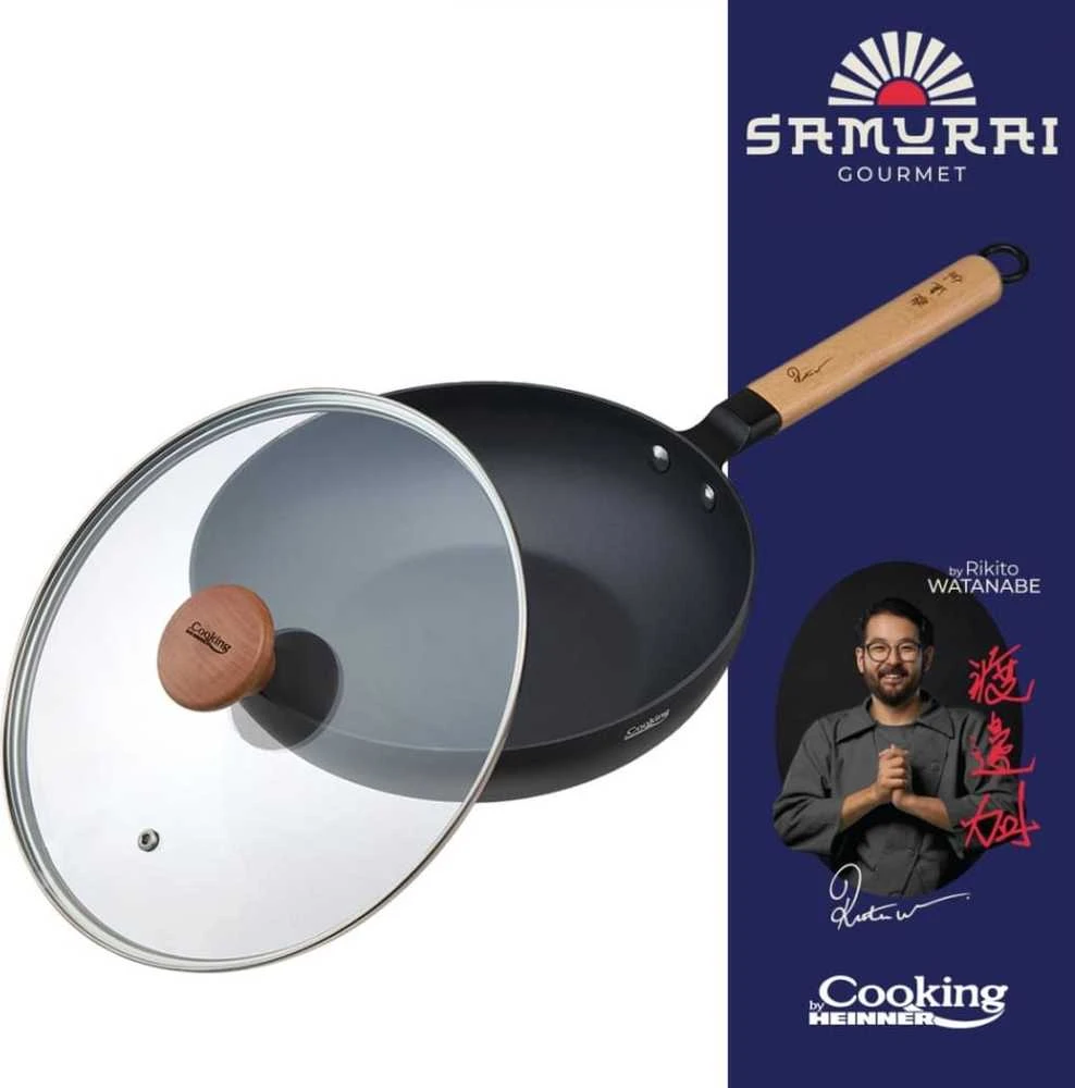 Cooking By Heinner Wok keptuvė su dangčiu aliuminio su keramikos danga 26x7.5cm HR-SNT-W26 HEINNER