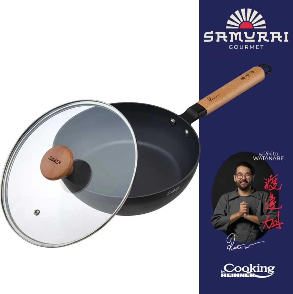 Cooking By Heinner Wok keptuvė su dangčiu aliuminio su keramikos danga 28x8cm HR-SNT-WC28 HEINNER