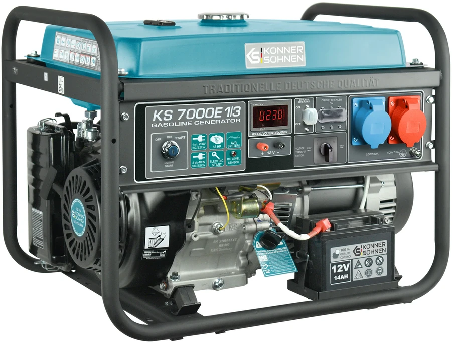 KÖNNER & SÖHNEN trifazis benzininis generatorius KS 7000E-1/3, 5,0 kW, 230/400 V, el. starteris