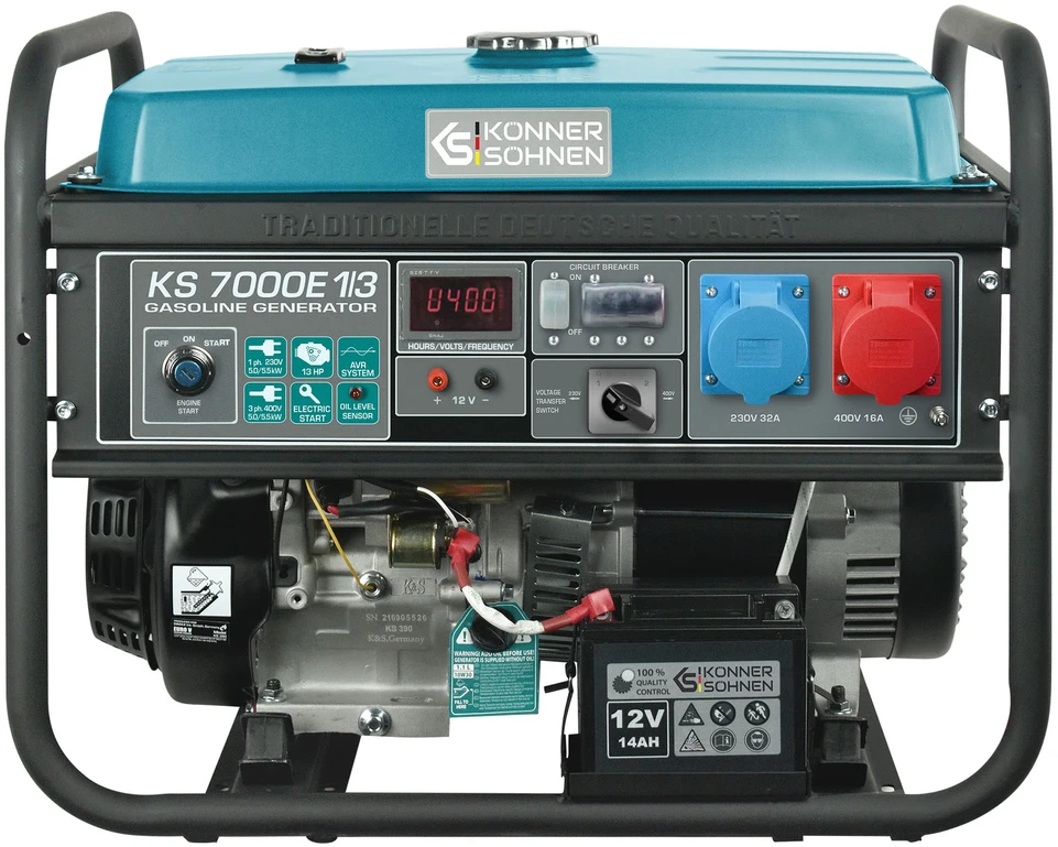 KÖNNER & SÖHNEN trifazis benzininis generatorius KS 7000E-1/3, 5,0 kW, 230/400 V, el. starteris