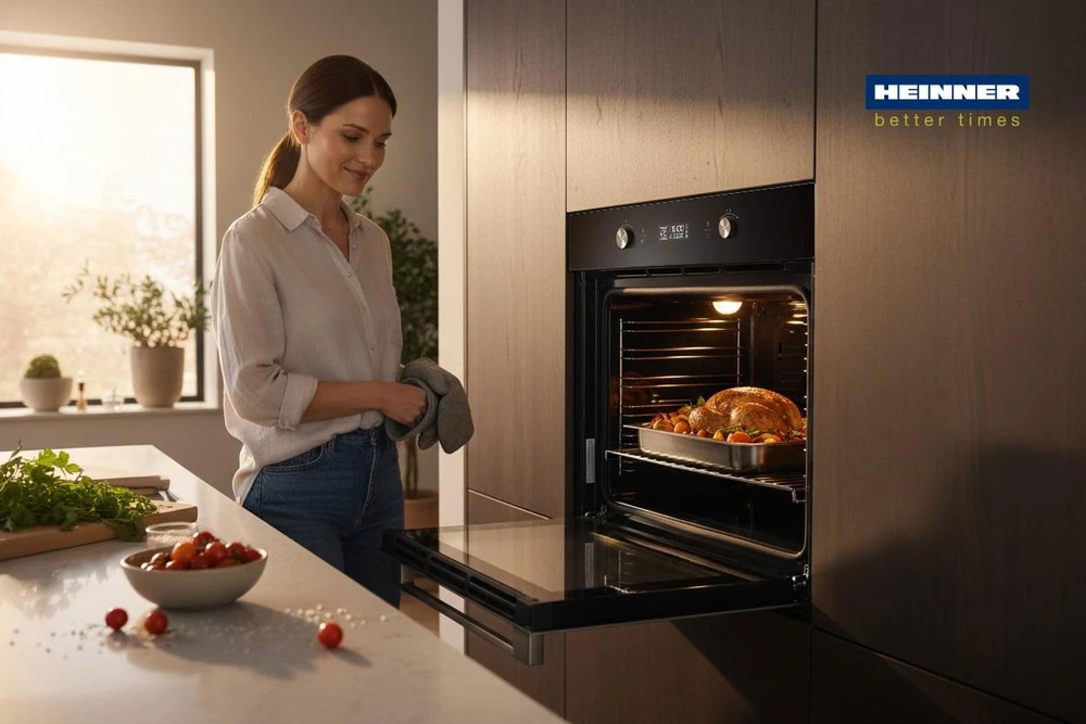 Įmontuojama 70L orkaitė su savaiminio išsivalymo funkcija, HBO-M7010GCDRP-GBK HEINNER
