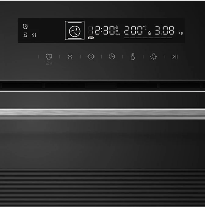Įmontuojama 72L orkaitė su savaiminio išsivalymo funkcija, HBO-M7212GCDRP-GBK HEINNER