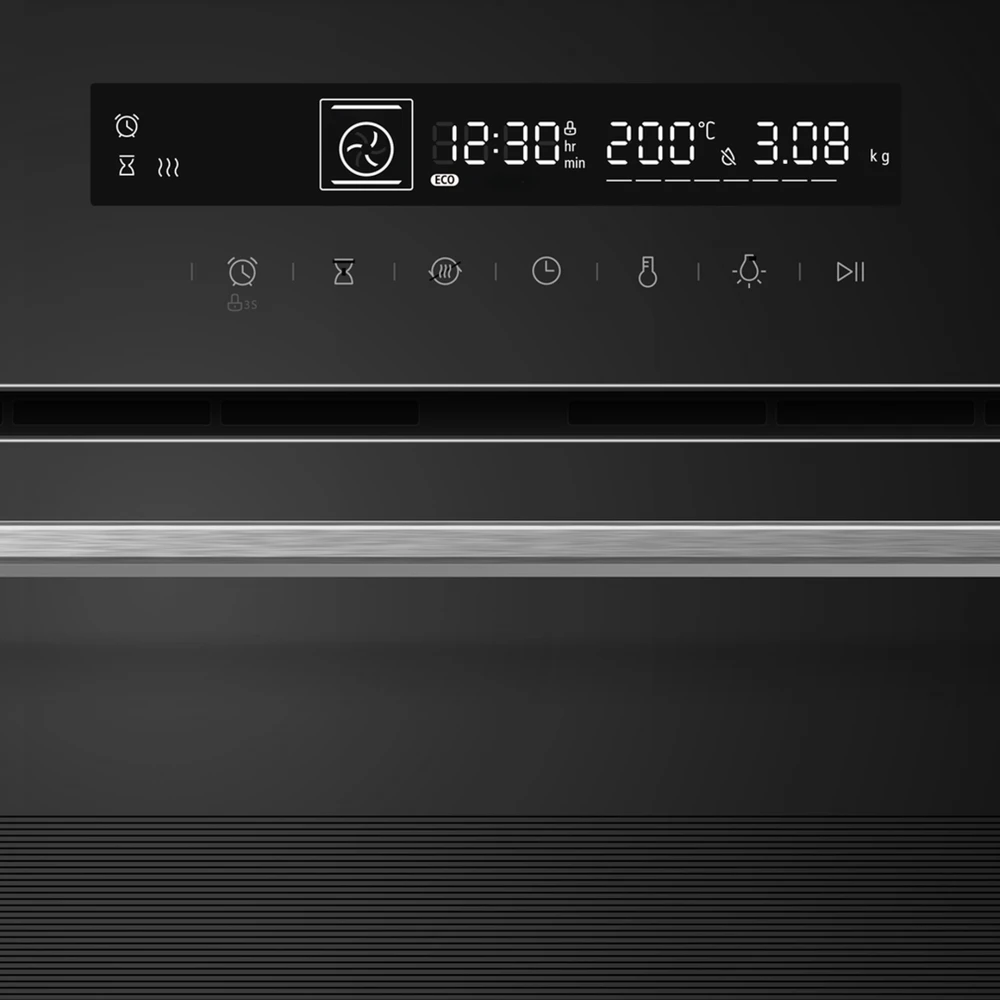 Įmontuojama 72L orkaitė su savaiminio išsivalymo funkcija, HBO-M7212GCDRP-GBK HEINNER