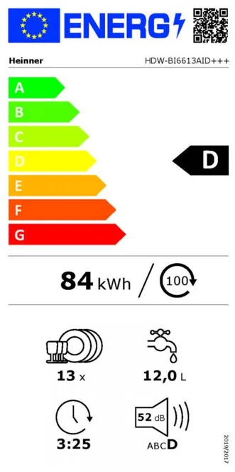 Įmontuojama indaplovė HEINNER HDW-BI6613AID++