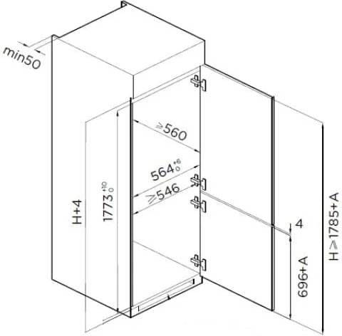 Įmontuojamas šaldytuvas HC-BIM271INVE++ HEINNER