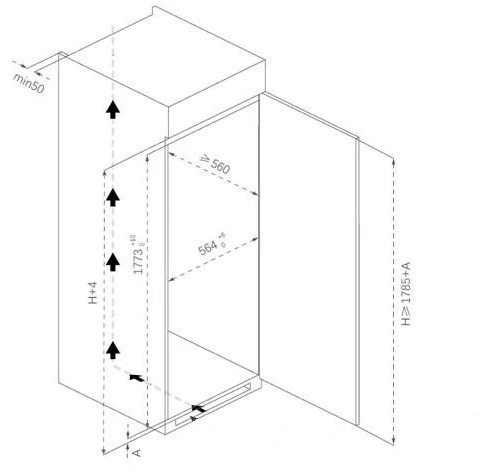 Įmontuojamas šaldytuvas HF-BIM304NFINVE++ HEINNER
