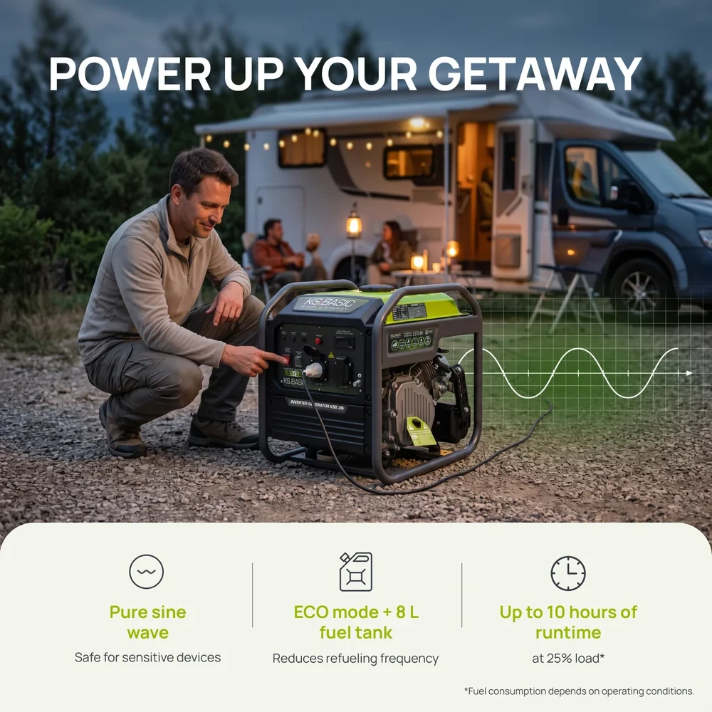 Inverterinis benzininis generatorius 3500 W KSB 38i, KÖNNER & SÖHNEN