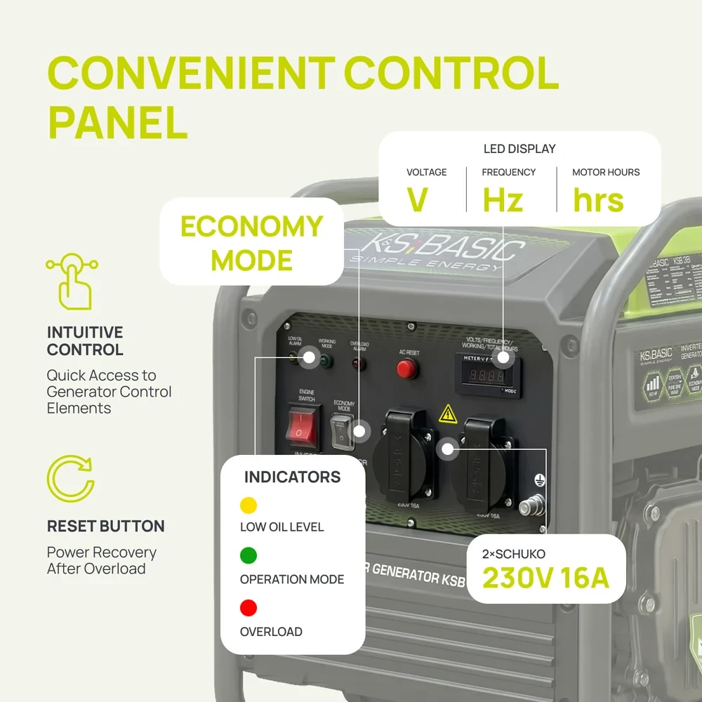Inverterinis benzininis generatorius 3500 W KSB 38i, KÖNNER & SÖHNEN