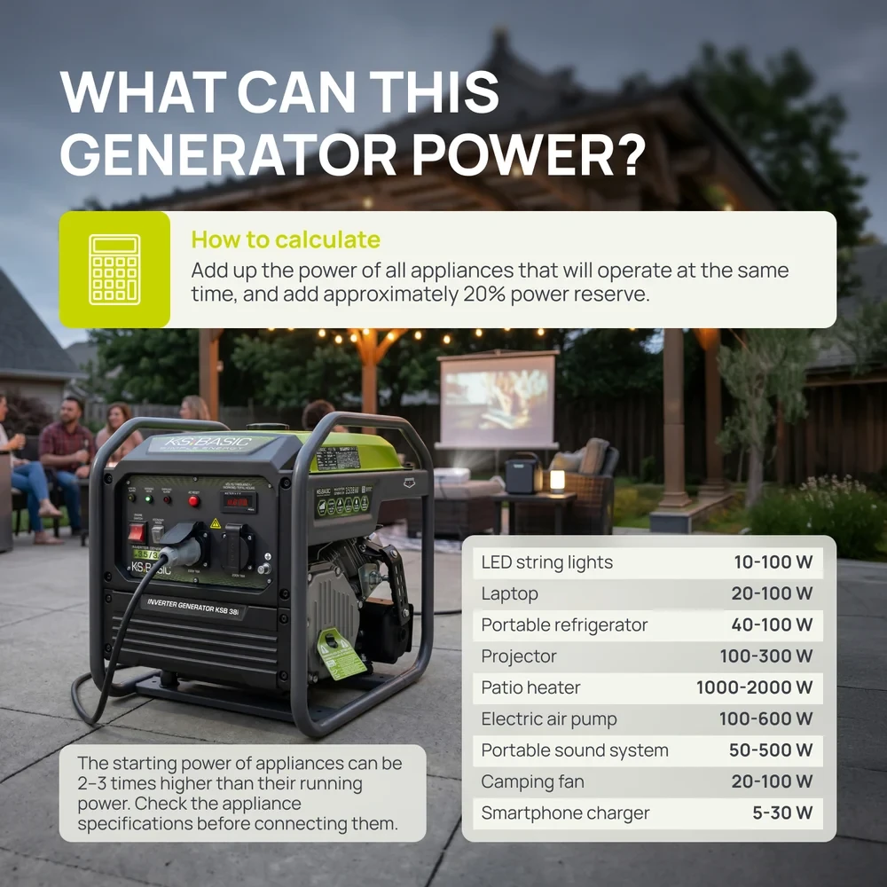 Inverterinis benzininis generatorius 3500 W KSB 38i, KÖNNER & SÖHNEN