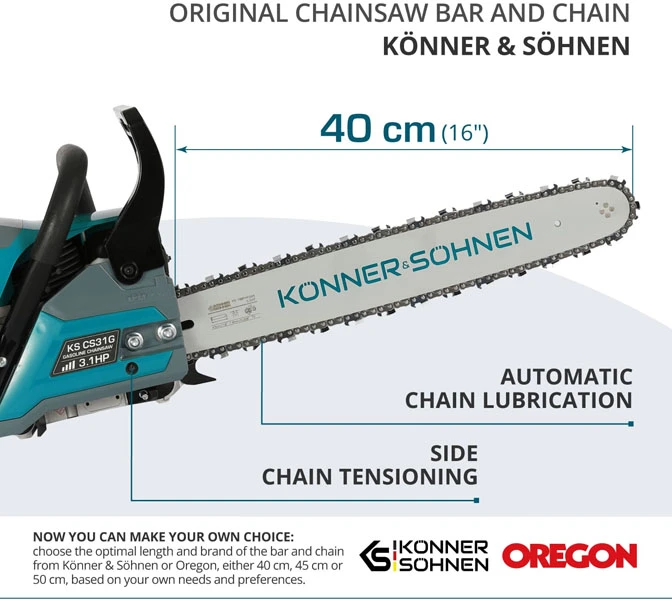 Benzininis grandininis pjūklas 54.5cc 40cm/16" KS CS31G-16 KONNER & SOHNEN